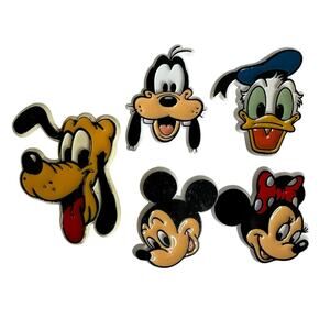 Vintage Disney Park Pins Hard Plastic Brooch Mickey Minnie Donald Pluto Goofy
